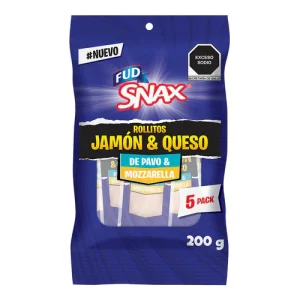5 PACK ROLLITO JAMON DE PAVO Y QUESO 200 GR FUD